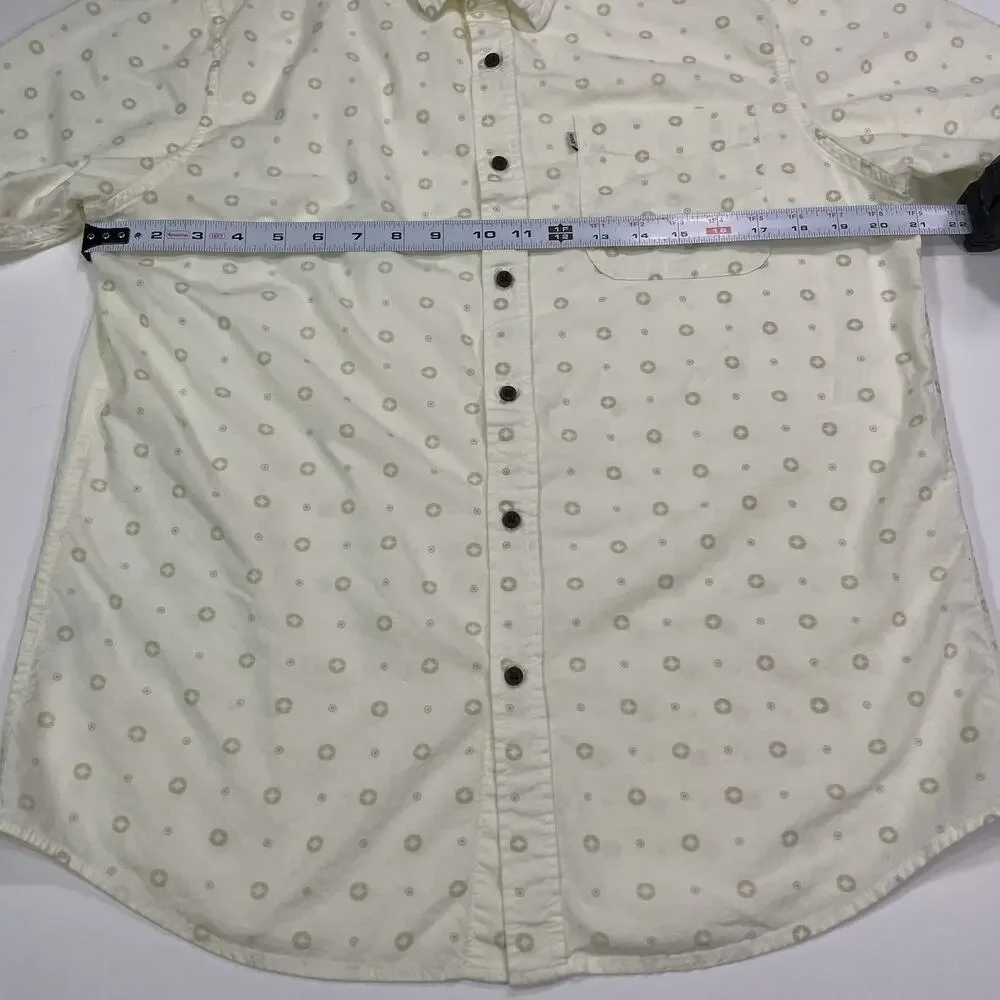 Katin Button Up Shirt Men’s Medium Short Sleeve Cream Print AOP Casual